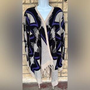 Very J Black and Purple Geometric Cardigan